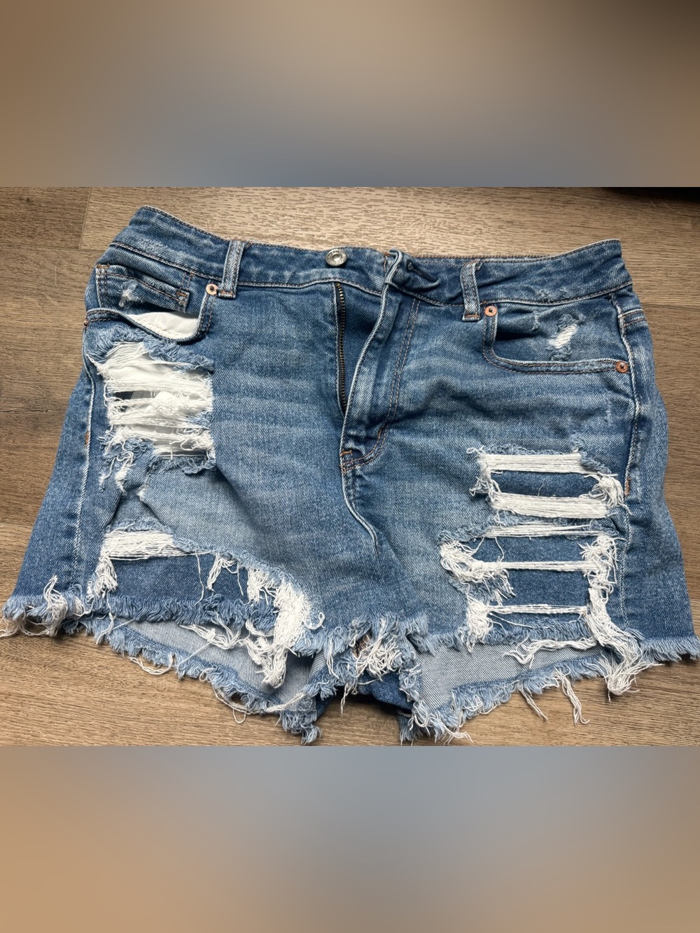 American Eagle Outfitters Light Blue Distressed Denim Shorts